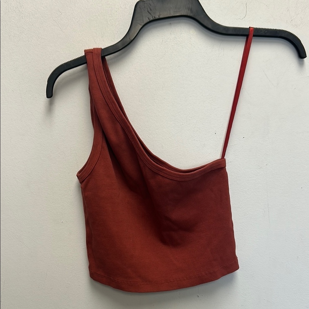 Z Supply Toni One Shoulder Rib Tank - Rouge - Picture 2 of 4